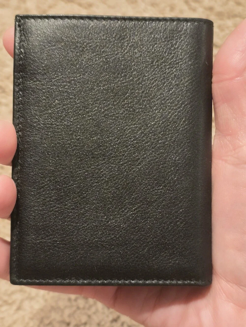 Vintage Celine Black Grained Leather Bi-Fold Wallet / Passcase M13